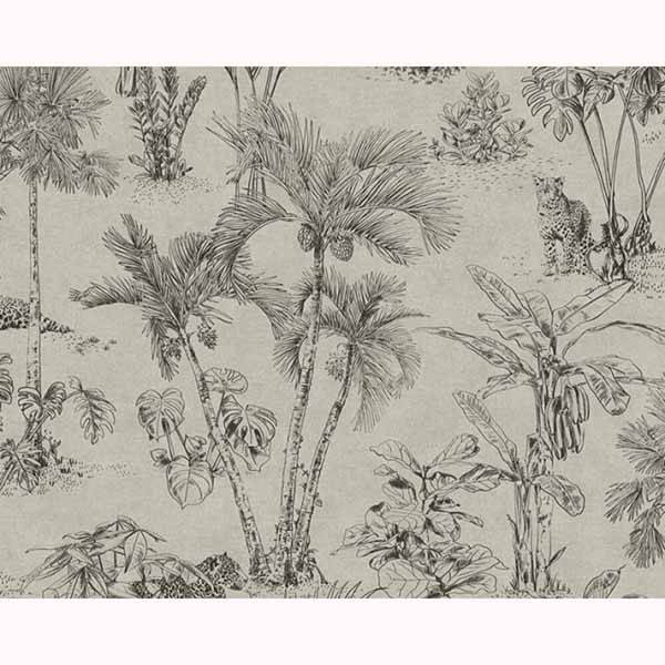 PAPIER PEINT PV INTERIEUR TROPICAL JUNGLE NOIR FD LIN