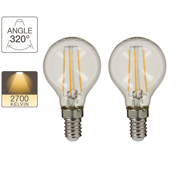PACK 2 AMPOULES LED P45 OPAQUES SMD E14 470LM 4000K 5,3W