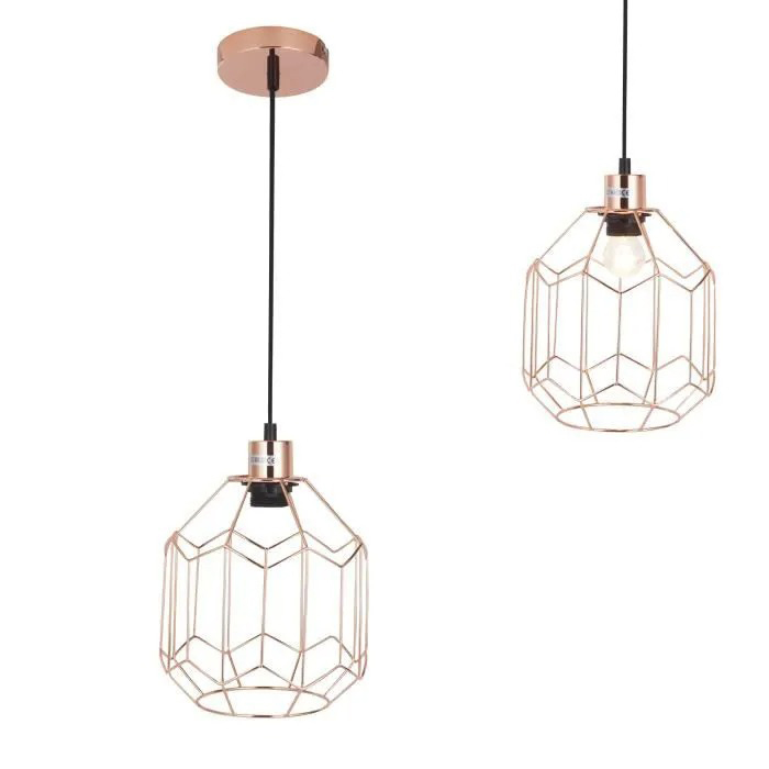 SUSPENSION DECO VINTAGE MICRO E27 OR ROSE