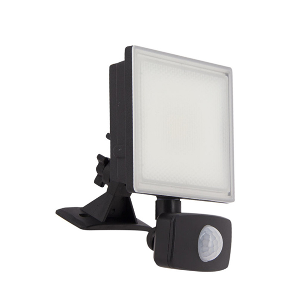 PROJECTEUR MRL NOIR + DTCTR DE MVMNT 1400 LM 20W IP65 6500K