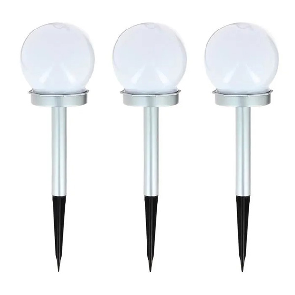 LOT DE 3 BALISES SOLAIRES 2 LED BLANC+RVB – IP44 8X8X36.5CM
