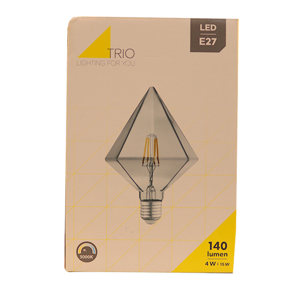 AMPOULE TRIO E27 FILAMENT 4W/ 140LM 3000K 1X CRISTAL PYRAMID SMOKED
