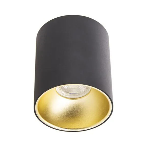 PLAFONNIER GU10 ROND LARGE NOIR ET OR