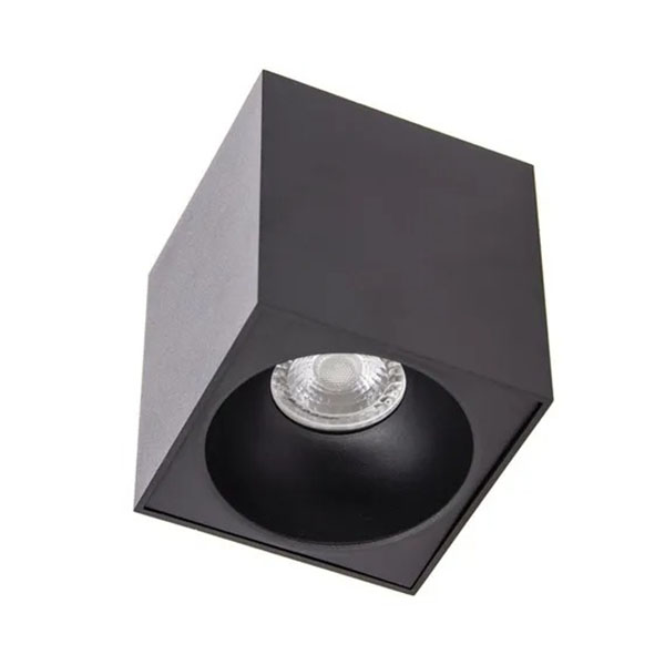 PLAFONNIER GU10 CARRE LARGE NOIR