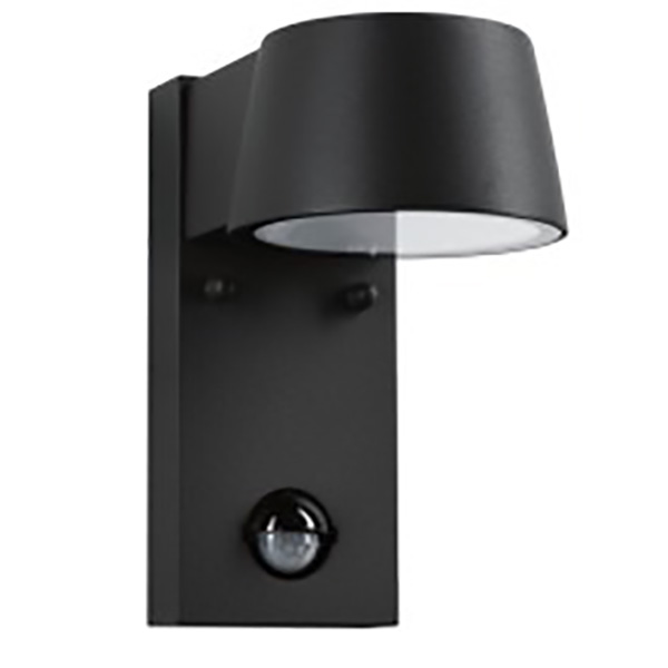 APPLIQUE MURALE 230V CAPEA 5W PIR BLACK IP65 + DETECTEUR