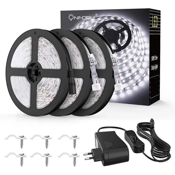 FUNCTION KIT RUBAN SIMPLE LED 10M RGB 28W 230/12V DC BLANC METAL PLASTIQUE