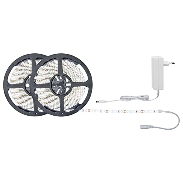 FUNCTION KIT RUBAN SIMPLE LED 5M BLANC LUMIERE JOUR 17W 230/12 V DC BLANC METAL PLASTIQUE