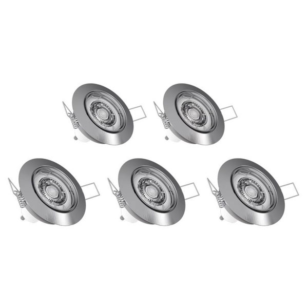SPOT LOT DE 5 ACIER BROSSE 345LM 50W 2700K GU10