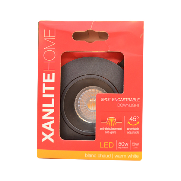 SPOT GU10 50W 2700K ROND ORIENTABLE NOIR IP20