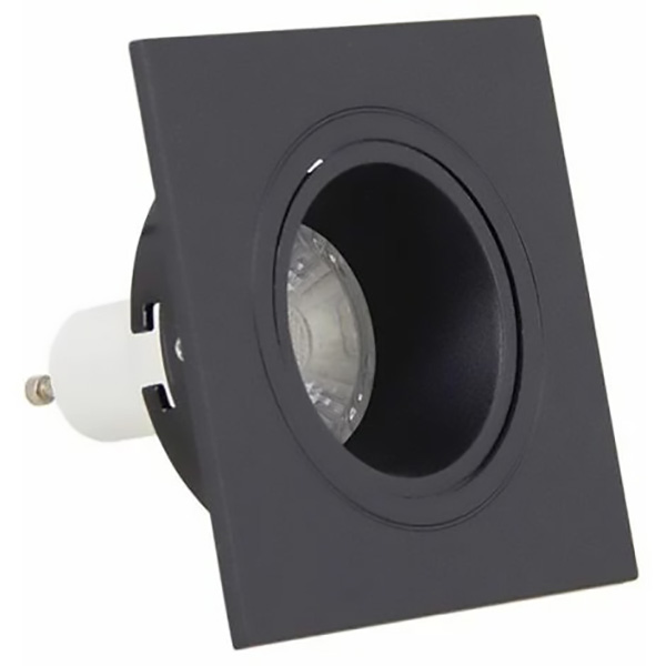 SPOT GU10 50W 2700K CARRE ORIENTABLE NOIR IP20
