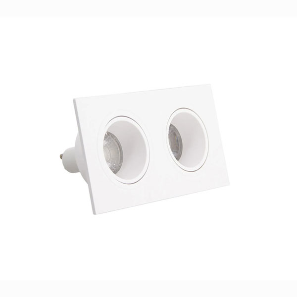 SPOT 2 TETES GU10 50W2700K CARRE ORIENTABLE BLANC IP20
