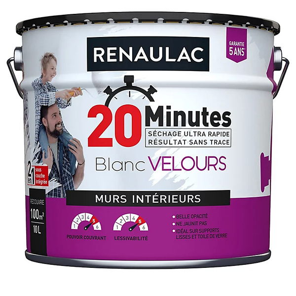 RENAULAC 20MN MUR INTERIEUR BLANC VELOURS 10L