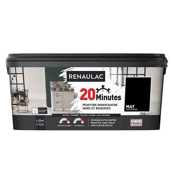 RENAULAC 20MN MURS ET BOISERIES MAT NOIR INTENSE 2,5L