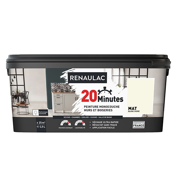RENAULAC 20MN MURS ET BOISERIES MAT BLANC IVOIRE 2,5L