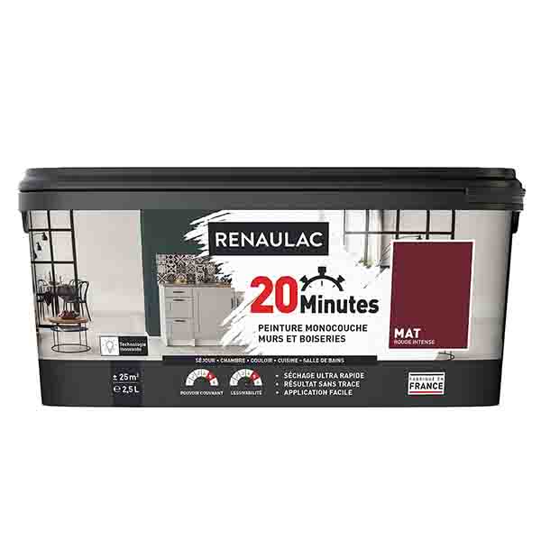 RENAULAC 20MN MURS ET BOISERIES MAT ROUGE INTENSE 2,5L