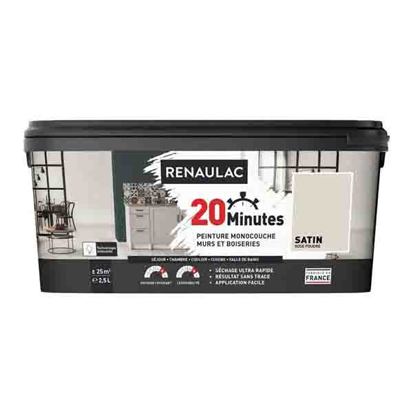 RENAULAC 20MN MURS ET BOISERIES SATINE ROSE POUDREE 2,5L