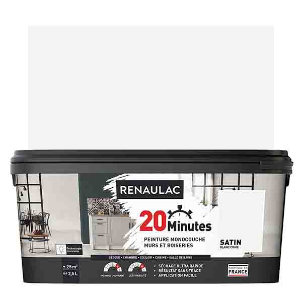 RENAULAC 20MN MURS ET BOISERIES SATINE BLANC CRAIE 2,5L