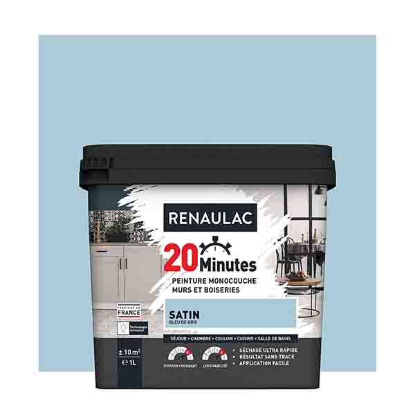 RENAULAC 20MN MURS ET BOISERIES SATINE BLEU DE GRIS 1L