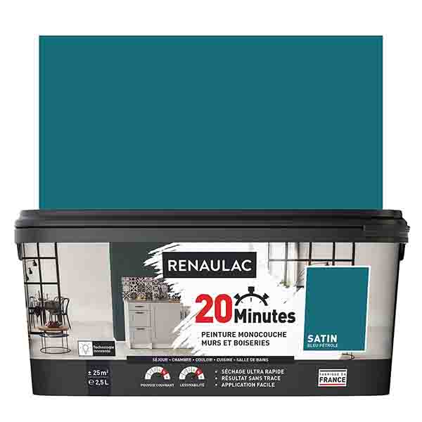 RENAULAC 20MN MURS ET BOISERIES SATINE BLEU PETROLE 2,5L