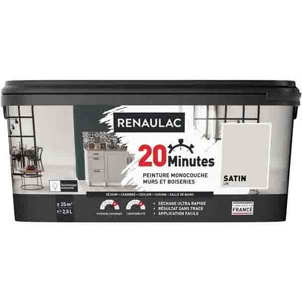RENAULAC 20MN MURS ET BOISERIES SATINE LIN 2,5L