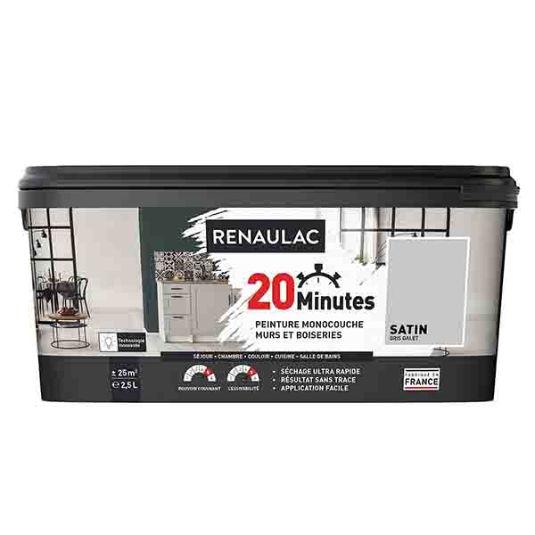 RENAULAC 20MN MURS ET BOISERIES SATINE GRIS GALET 2,5L