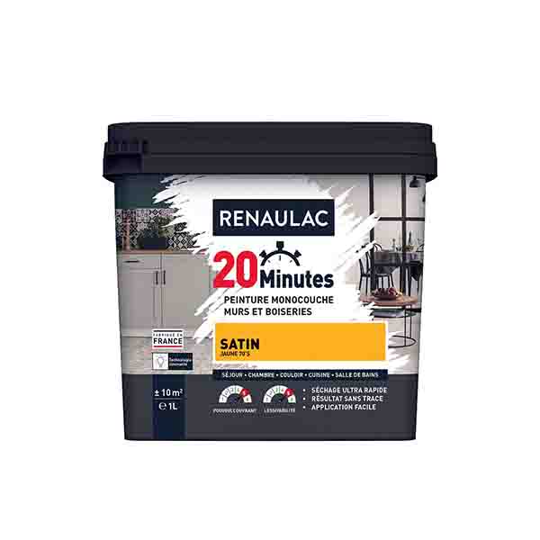 RENAULAC 20MN MURS ET BOISERIES SATINE JAUNE 70S 1L