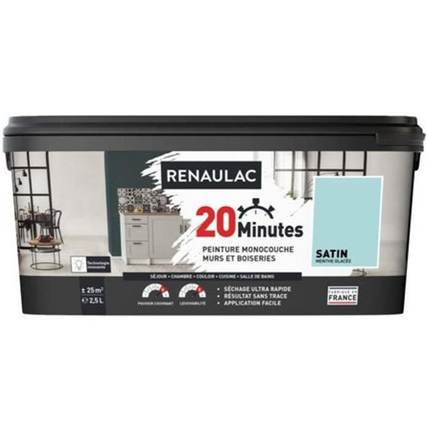 RENAULAC 20MN MURS ET BOISERIES SATINE MENTHE GLACEE 2,5L
