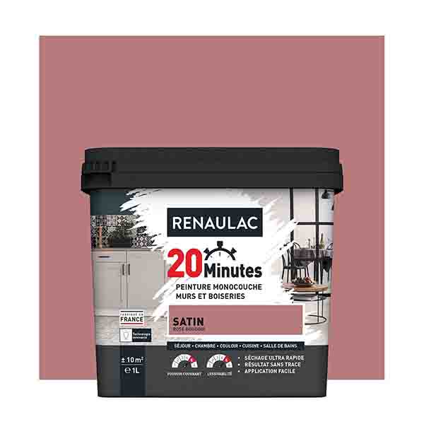 RENAULAC 20MN MURS ET BOISERIES SATINE ROSE BOUDOIR 1L