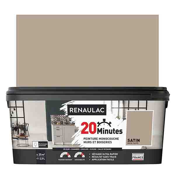 RENAULAC 20MN MURS ET BOISERIES SATINE BRUN TAUPE 2,5L