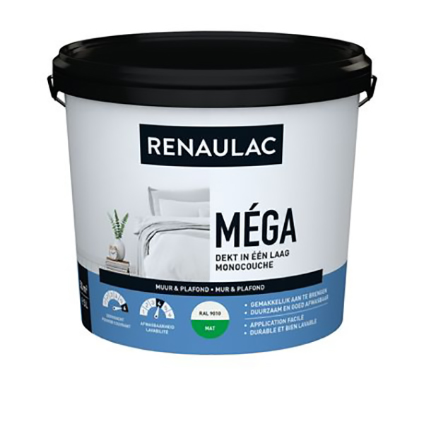 PEINTURE MUR-PLAFOND INTERIEUR MEGA BLANC MAT 5LITRES RENAULAC