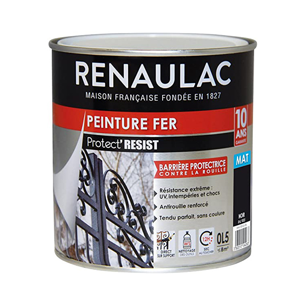 PEINTURE POUR FER NOIR MAT RENAULAC 0,5L