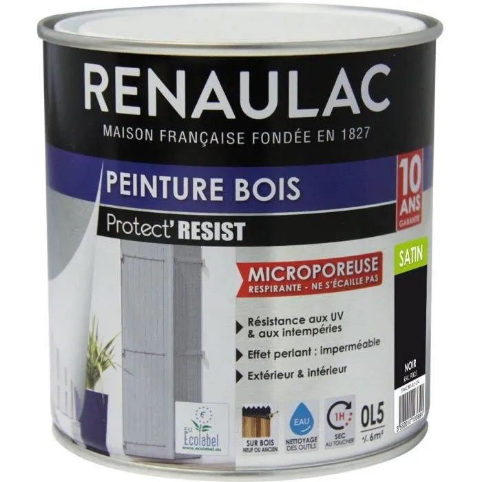 RENAULAC Peinture Bois noir satine - 0,5L