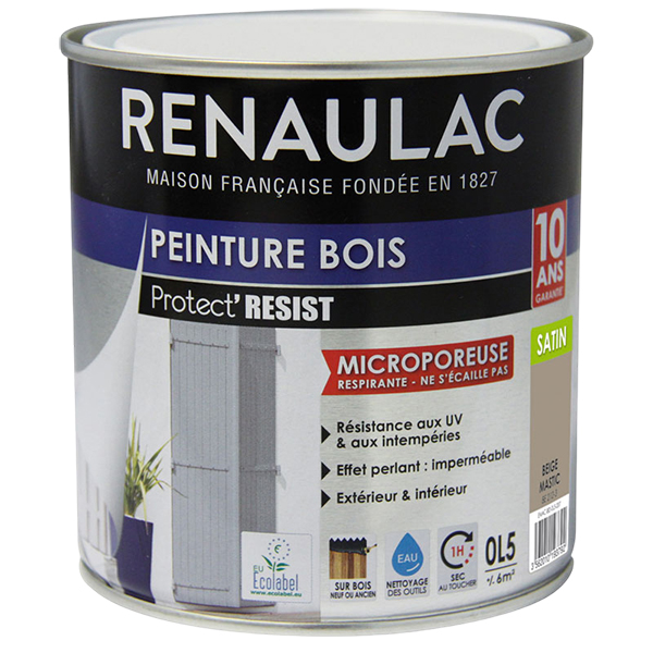 RENAULAC Peinture Bois beige mastic satine - 0,5L