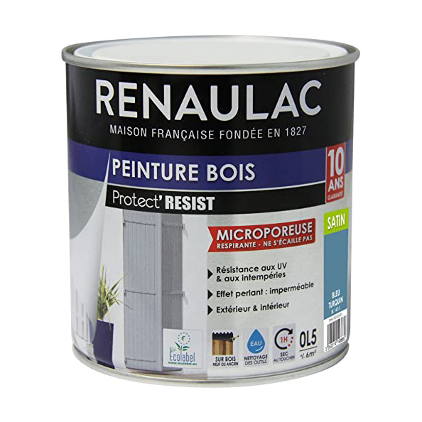 RENAULAC Peinture Bois bleu turquin satine - 0,5L