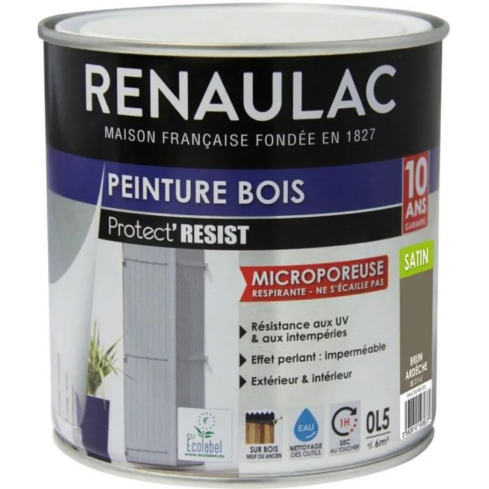 RENAULAC Peinture Bois brun ardeche satine - 0,5L