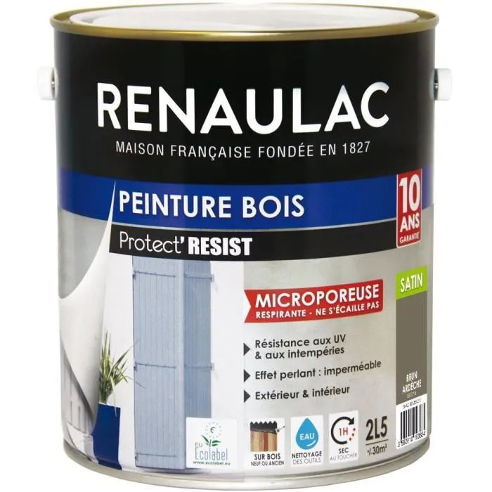 RENAULAC Peinture Bois brun ardeche satine - 2,5L