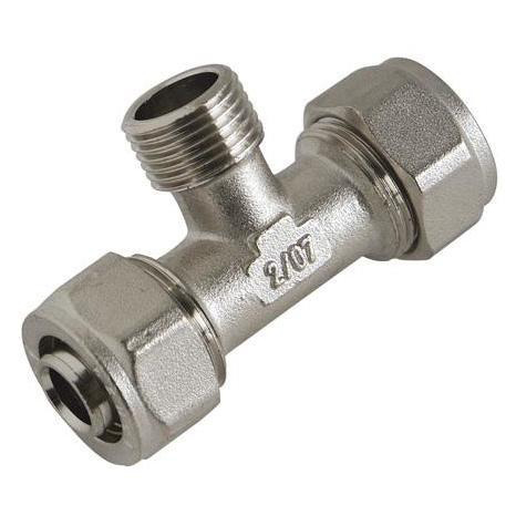 RACCORD TE FILETE MALE ET MULTICOUCHE A COMPRESSION D16-3/4"
