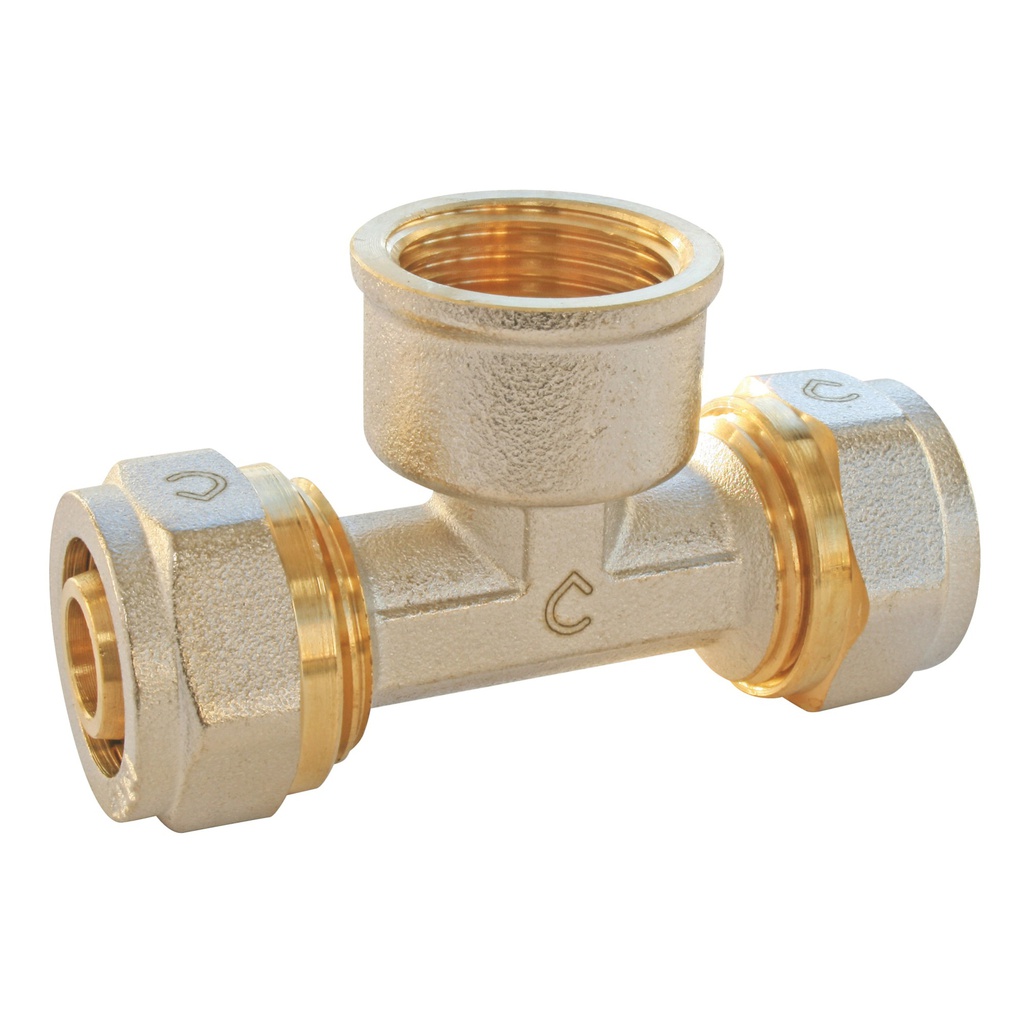 RACCORD TE TARAUDE FEMELLE ET MULTICOUCHE A COMPRESSION D20-1/2"