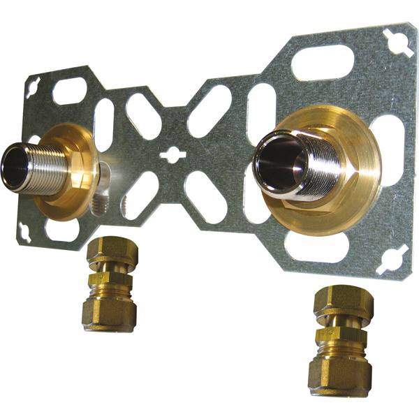 PLATINE DE FIXATION MURALE DOUBLE POUR MULTICOUCHE A COMPRESSION D16-M3/4"