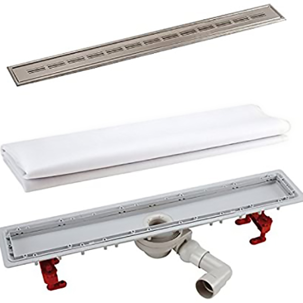 ENSEMBLE CANIVEAU INOX 850MM + GRILLE LINE