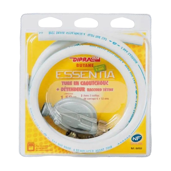 TUBE SOUPLE BUT/PROP. + 2 COLLIERS NF 1.5 M - DIA. 6X12 MM-5 ANS+DETENDEUR