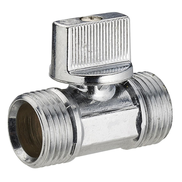 ROBINET D ARRET 1/4 DE TOUR DROIT DM 1/2 - 3/8 CHROME LIEN 1PIECE