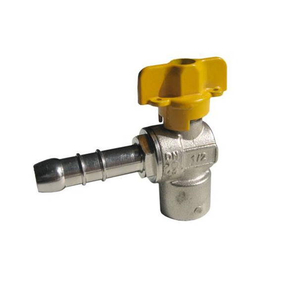 VANNE SPHERE RACCORD POUR TUYAU A GAZ AVEC MANETTE JAUNE EN T 90 1/2-