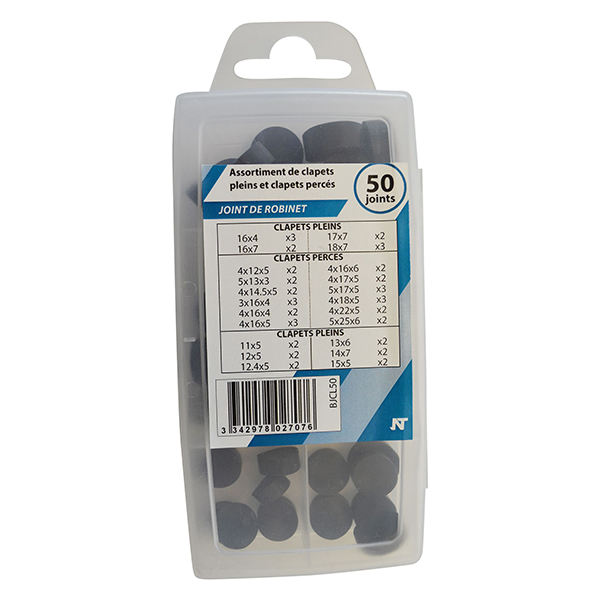 COFFRET 50 CLAPETS PLEINS ET PERCES ASSORTIS