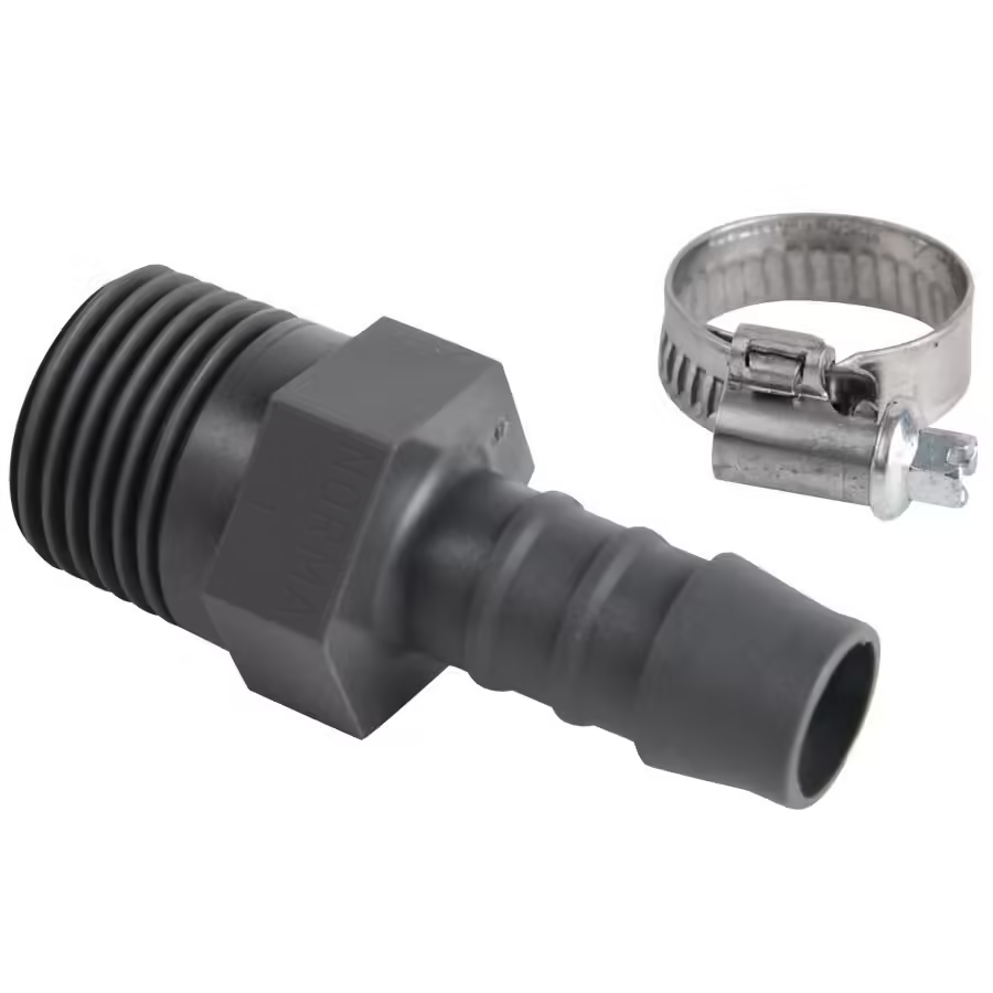 RACCORD POLYAMIDE DIAM.10 - 3/8 AVEC 1 COLLIER