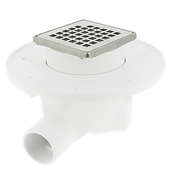 SIPHON AVEC GRILLE ET CADRE INOX 304 10*10CM SORTIE H