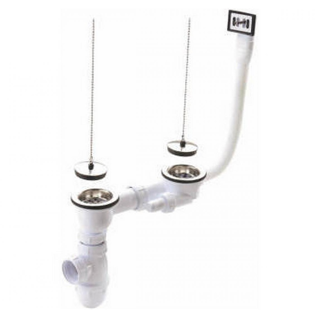 VIDAGE COMPLET AVEC SIPHON EVIER GRES 2 BACS C5907