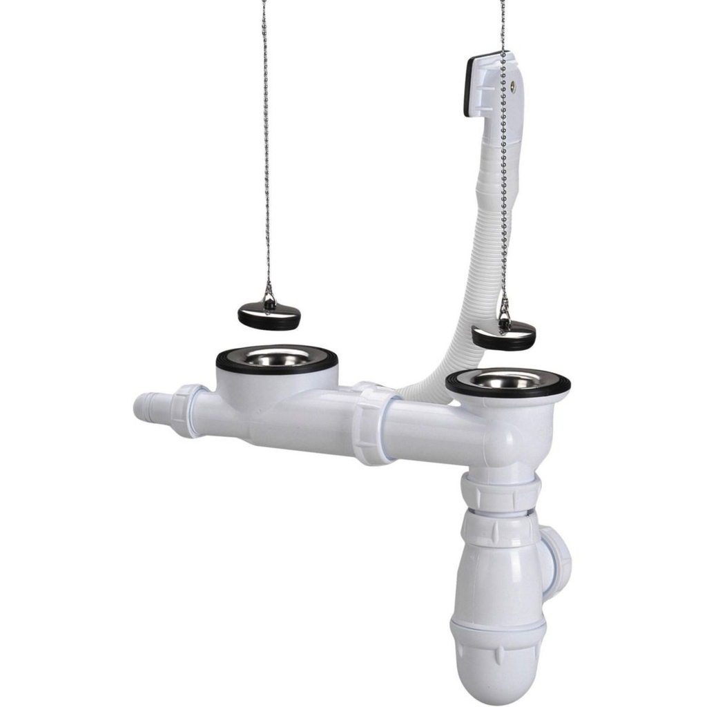 VIDAGE COMPLET AVEC SIPHON EVIER INOX 2C C5911