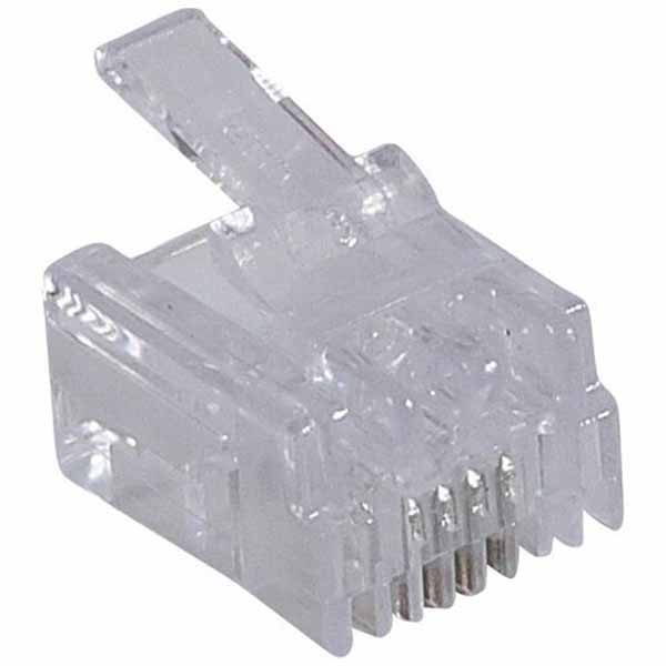 FICHE MALE RJ11 4 CONTACTS - LARG. 9.65MM - POUR CABLE ROND