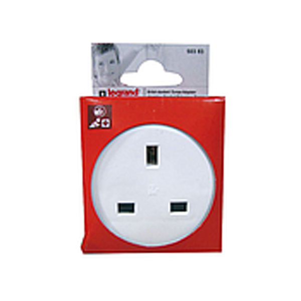 ADAPTATEUR 2P+T 16A 230V FICHE BRITANNIQUE SUR PRISE FRANCAIS OU GERMANIQUE